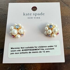 Kate Spade NY Pearl Caviar Cluster Stud Multicolour Crystal Gold Plated Earrings
